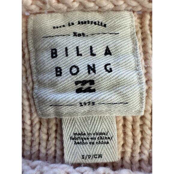 Billabong Pullover Striped Cropped Knit Boat Neck Sweater Ivory Pink Size S - Picture 2 of 7